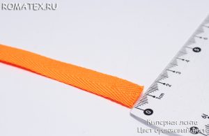 Ткань киперная лента  цвет оранжевый неон